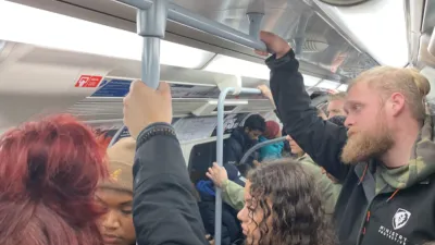 A crowded underground train