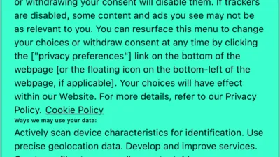 The Verge. It’s impossible to tell what the article I clicked on was because the entire screen is filled with a privacy notice telling me about the 849 carefully selected partners my details will be shared with.