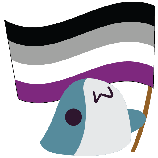 Emoji blobhaj_holding_asexual_flag