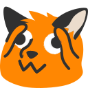 Emoji blobfoxgooglyholdingitsheadinitshands